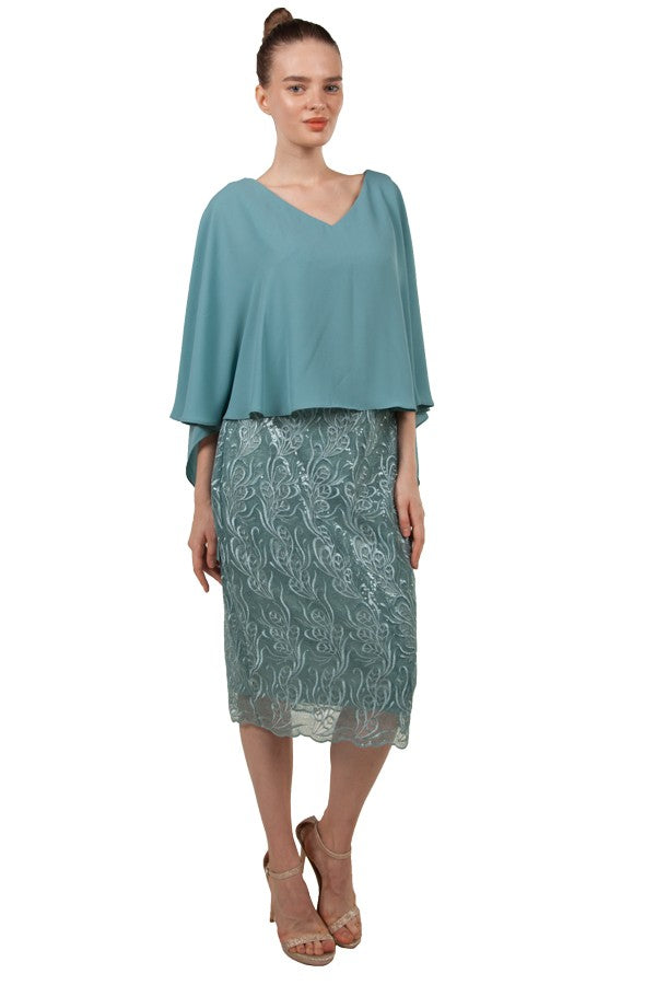 Miss Anne Sequin Capped Dress in Mint