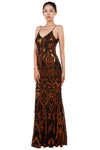 Anissa Spagetti Strap Sequin Gown in Bronze 222278