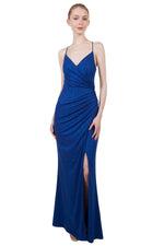 Anissa Glitter Knit Gown in Cobalt, Red or Aqua