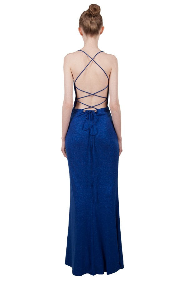 Anissa Glitter Knit Gown in Cobalt, Red or Aqua