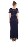 Miss Anne Sequin Bodice with Lycra Mesh Skirt Gown in Navy