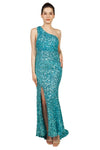 Anissa Sequin One Shoulder Gown in Light Blue 222478