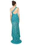 Anissa Sequin One Shoulder Gown in Light Blue 222478