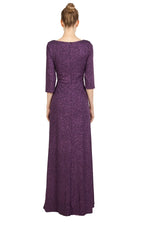 Miss Anne Long Sleeved Glitter Knit Gown in Purple