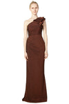 Anissa One Shoulder Gown in Navy, Red or Bronze