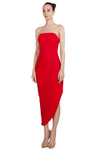 Miss Anne Strapless Asymetrical Cocktail Dress in Red