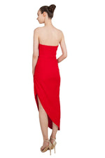 Miss Anne Strapless Asymetrical Cocktail Dress in Red