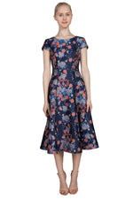 Miss Anne Jacquard Aline Floral Dress in Black or Navy