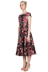 Miss Anne Jacquard Aline Floral Dress in Black or Navy