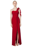 Anissa One Shoulder Gown with Floral feature in Red or Navy