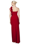 Anissa One Shoulder Gown with Floral feature in Red or Navy