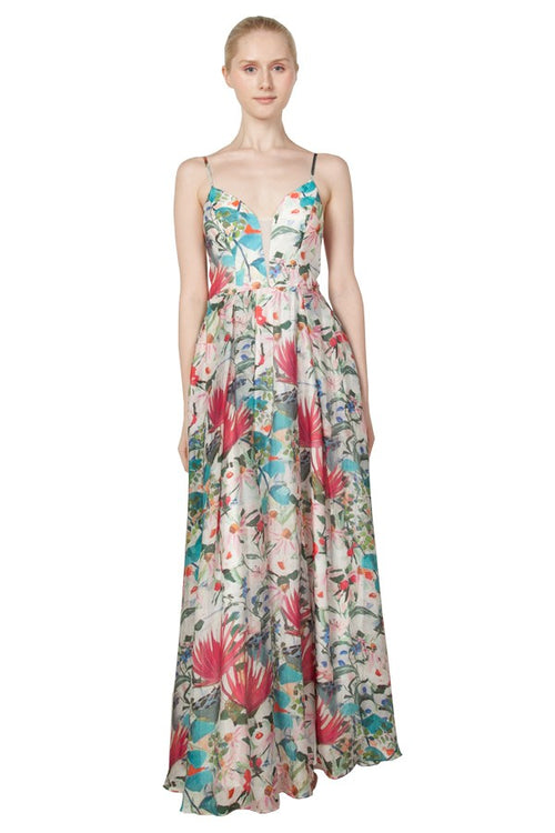 Miss Anne Floral Maxi Dress in Purple or Blue Floral Print