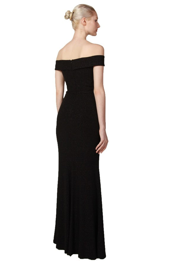 Anissa Glitter Knit Off Shoulder Gown in Pink Or Black