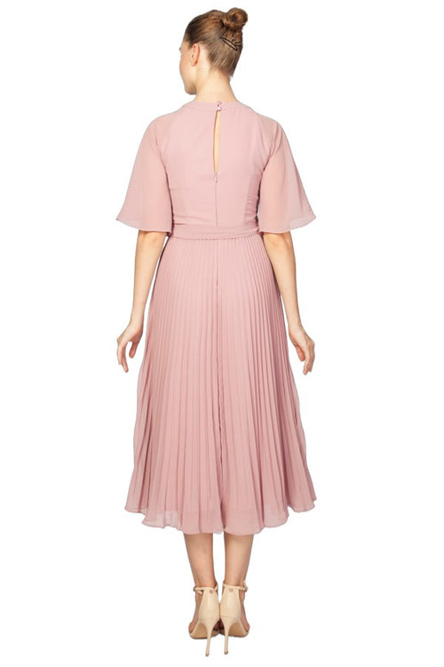 Miss Anne Pleated Skirt Cocktail Dress in Dusty Rose