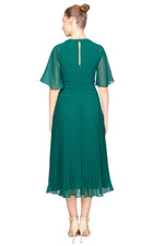 Miss Anne Pleated Skirt Cocktail Dress in Green