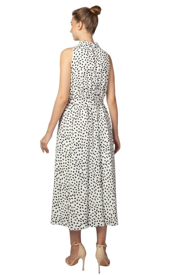 Miss Anne Halter Spot Aline Dress in White and Black