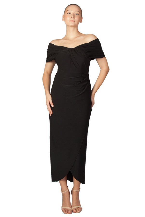 Miss Anne Off Shoulder Maxi Dress in Black