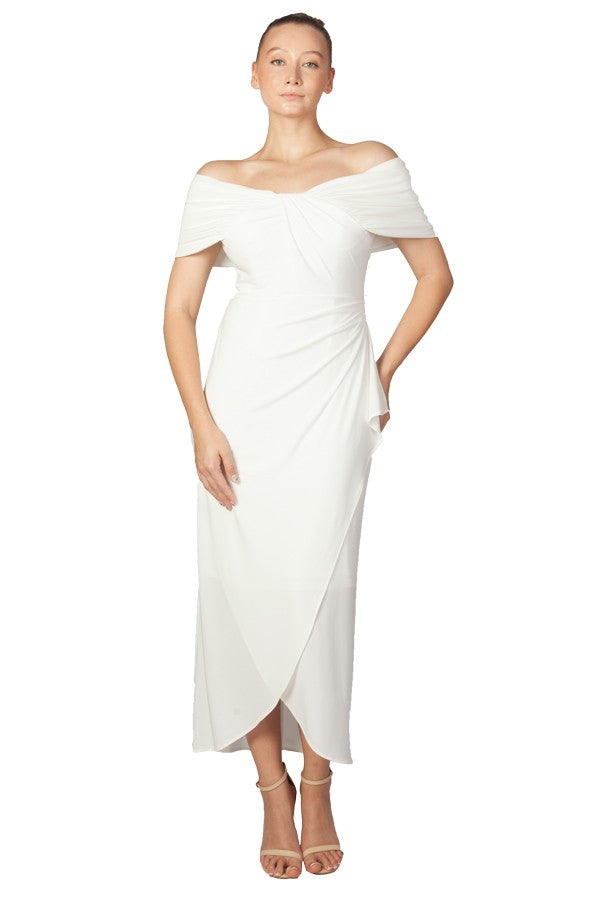 Miss Anne Off Shoulder Maxi Dress in Ivory