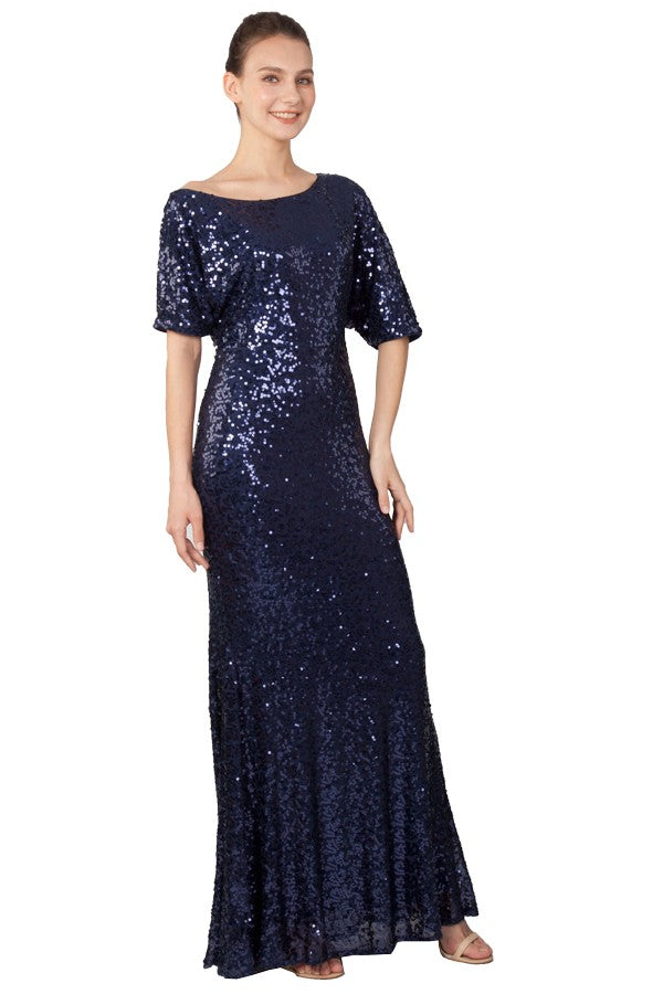Anissa Sequin Gown in Navy