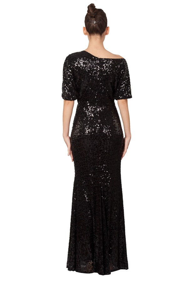 Anissa Sequin Gown in Navy