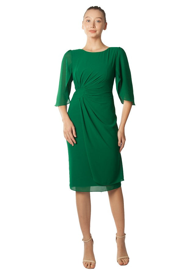 Miss Anne Draped Midi Dress in Green
