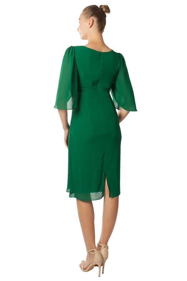 Miss Anne Draped Midi Dress in Green