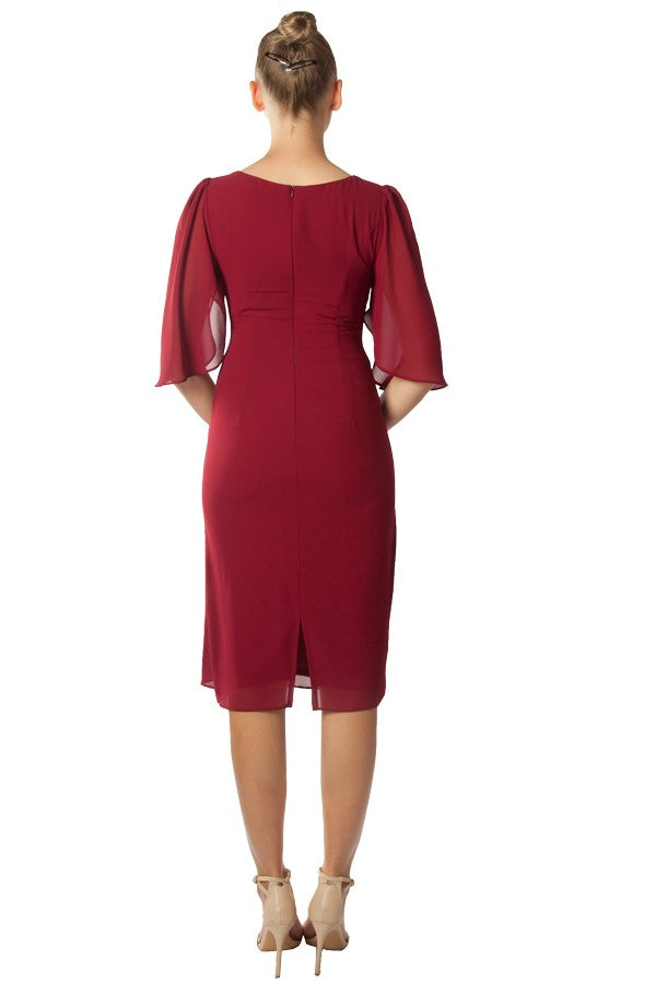 Miss Anne Draped Midi Dress in Wine