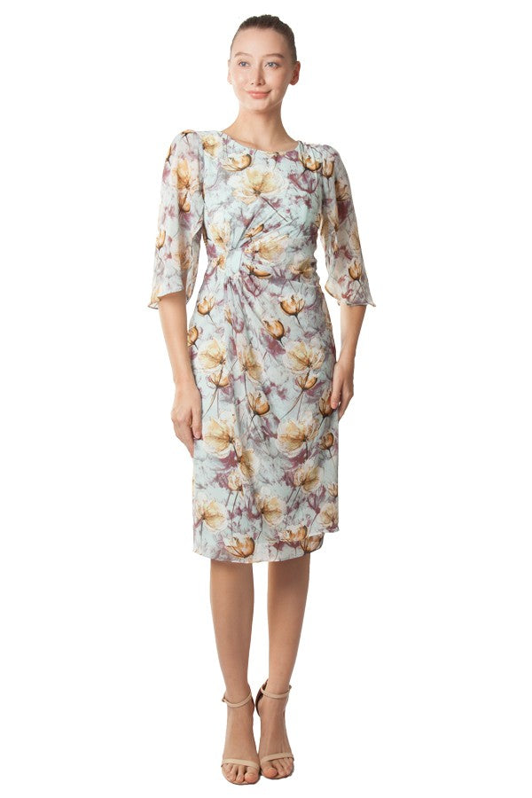 Miss Anne Floral Draped Midi Dress
