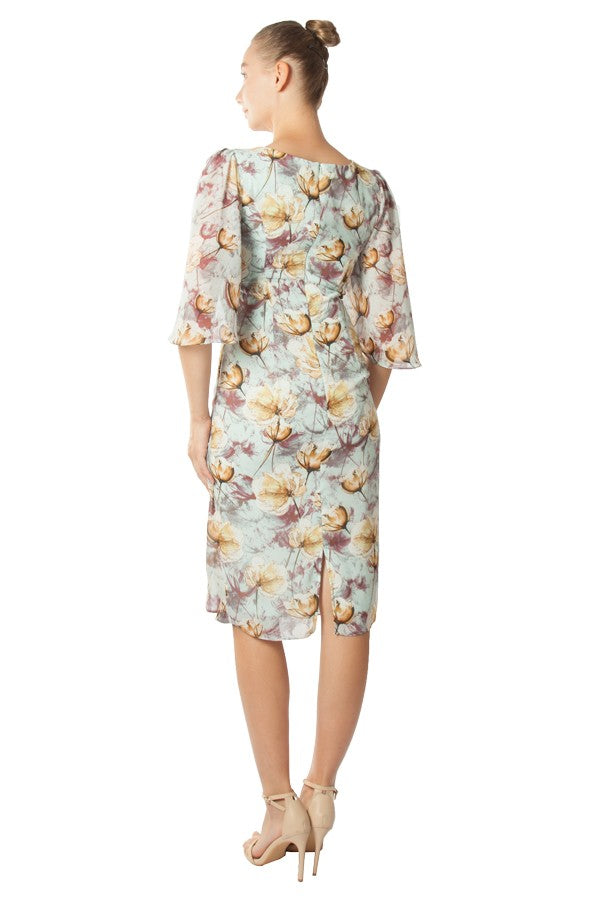 Miss Anne Floral Draped Midi Dress