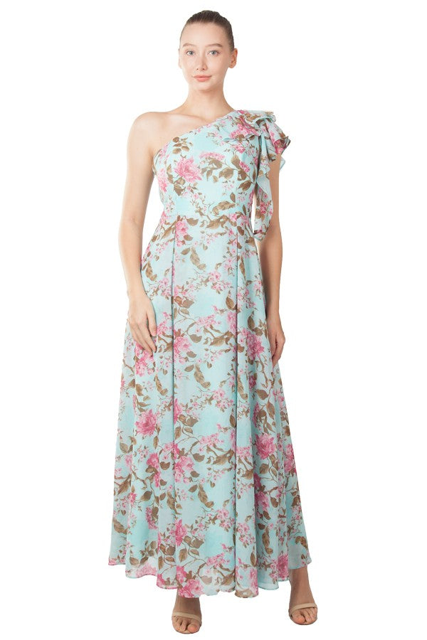 Miss Anne Floral One Shoulder Floral Maxi Dress