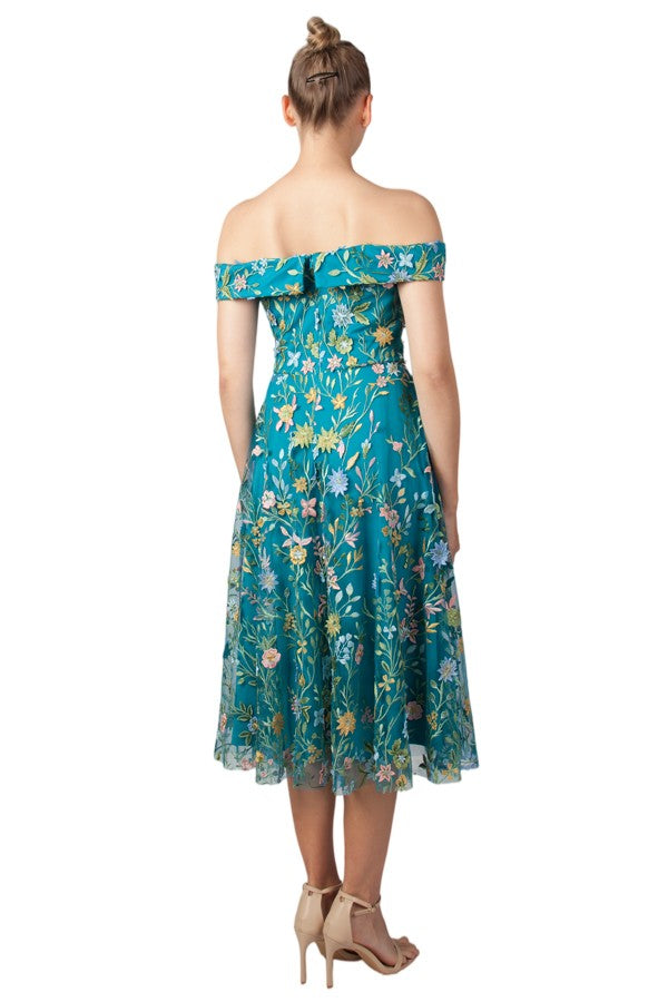 Miss Anne Floral Lace Dress in Turquoise