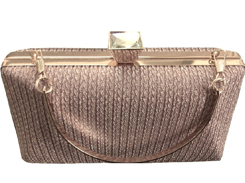 Evening Clutch Glitter Fabric in Rose Gold 22877