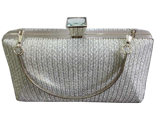 Evening Clutch Glitter Fabric in Silver 22877