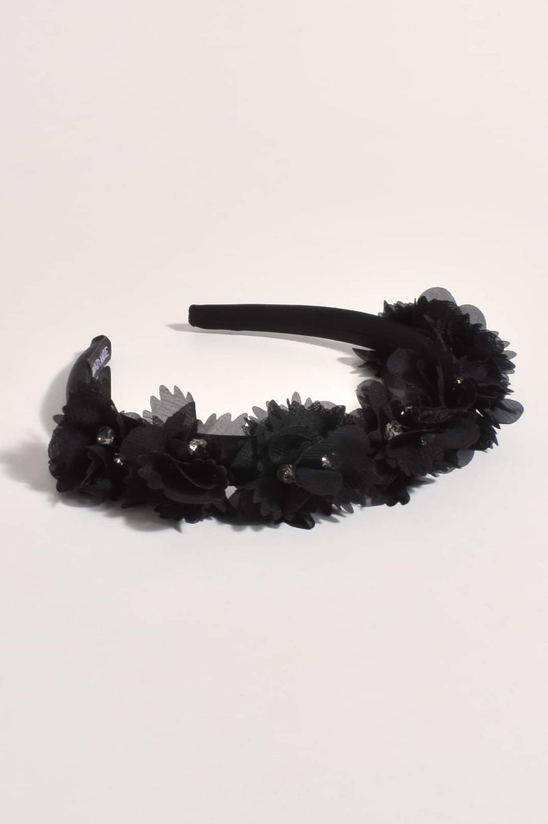 Penelope Flower Headband Black AHD 0943
