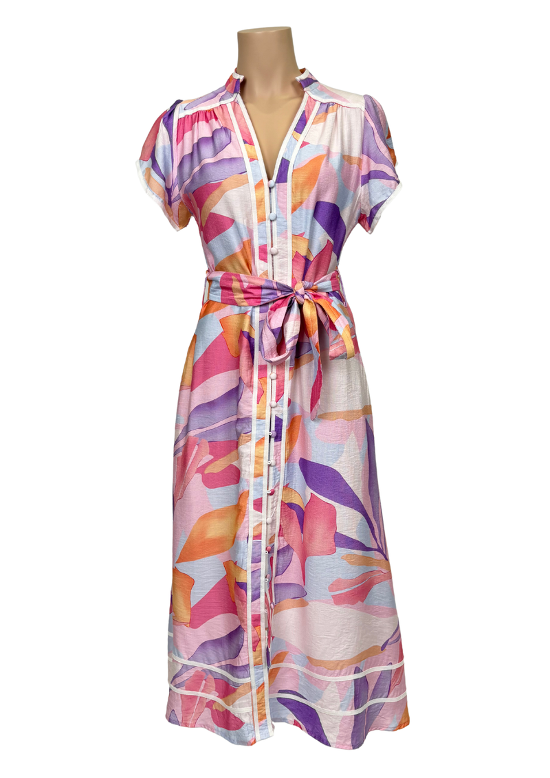 Lorraine Pink and Lilac Midi Shirt Dress