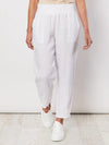 Gordon Smith Ribbed Waist Linen Pant in white