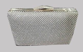 Diamante Mesh Structured Clutch in Silver 37839