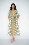 Jolie Saule Linen Blend Sage Print Maxi Dress