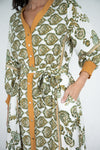 Jolie Saule Linen Blend Sage Print Maxi Dress