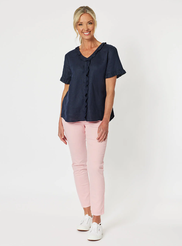 Gordon Smith Tiffany Ruffle Linen Top