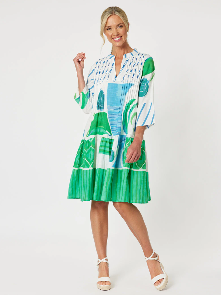 Gordon Smith Beach Side Dress in Green/Blue