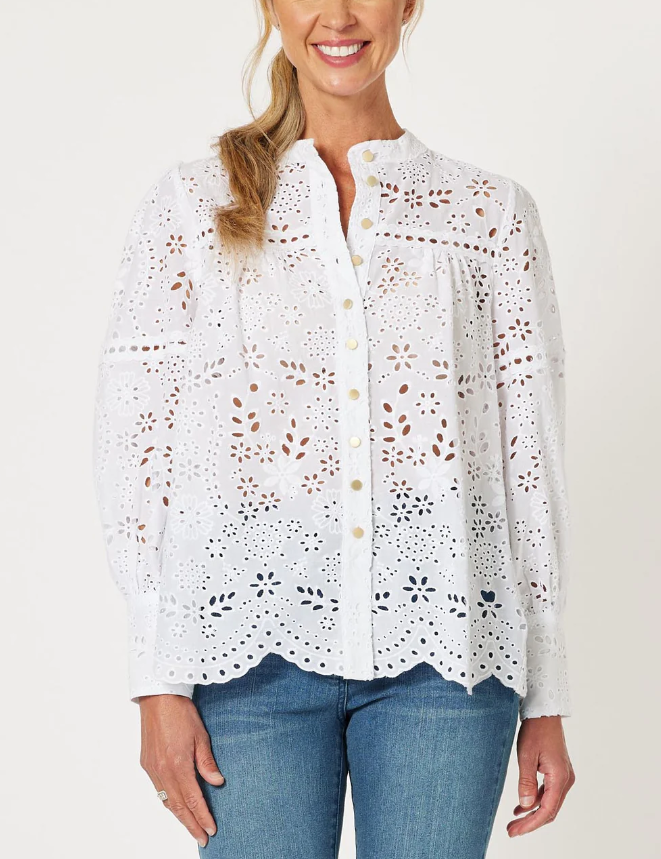 Gordon Smith Limani Broderie Lace Shirt in White
