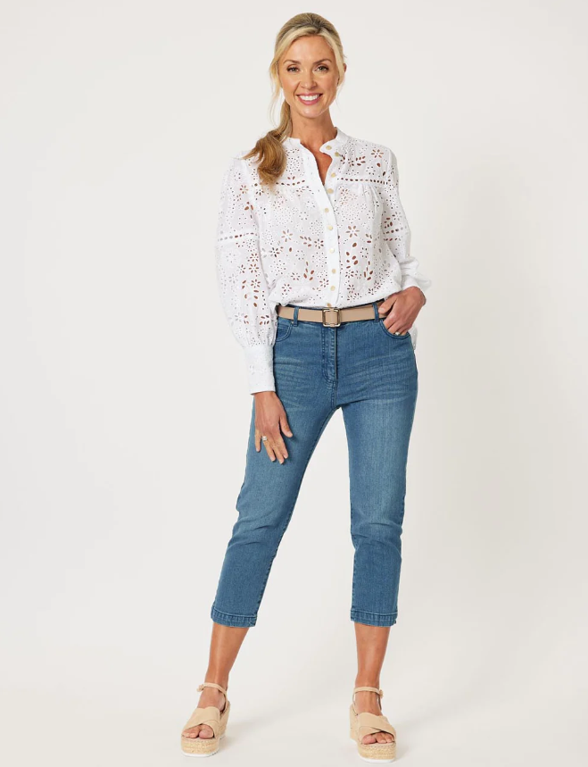Gordon Smith Limani Broderie Lace Shirt in White