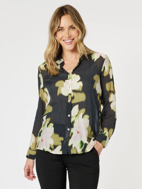 Gordon Smith Maggie Floral Print Sheer Shirt