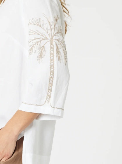 Gordon Smith Palm Embroidery Lino Top