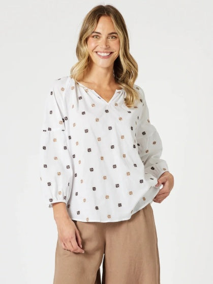 Gordon Smith Rattan Embroidered Top