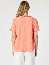 Gordon Smith Lino Tiffany Ruffle Linen Top in Papaya
