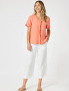 Gordon Smith Lino Tiffany Ruffle Linen Top in Papaya