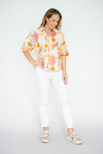 Jolie Saule Orange Print Short Sleeve Shirt