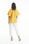 Escape Linen Chinese Collar Top in Mango